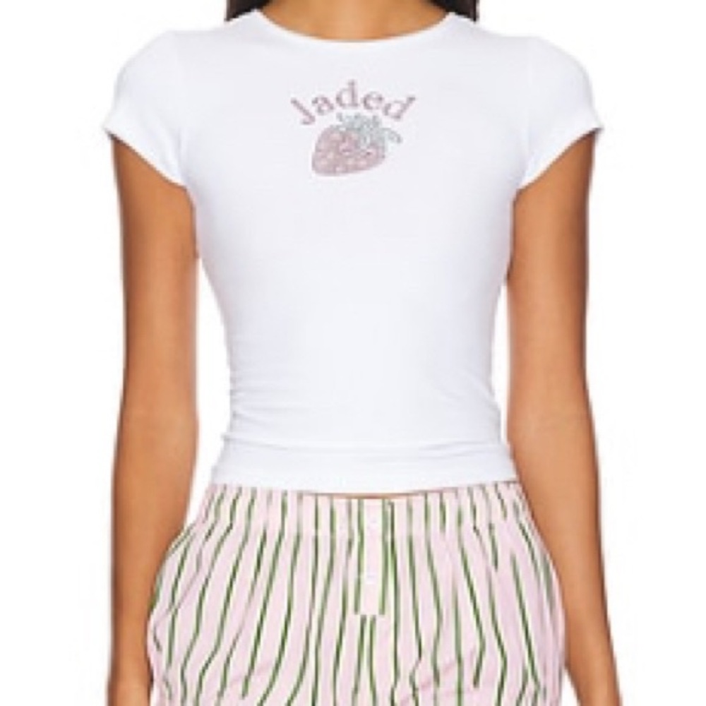 Jaded London strawberry rhinestone baby tee